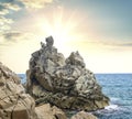 Fantastic big rocks and ocean waves Royalty Free Stock Photo