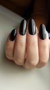 Fantastic black cat nails with gel polish cover