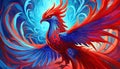 fantastic blue and red bird Fenix poster