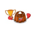 Fantastic Boxing winner of chocolate pudding in mascot cartoon design