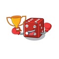 Fantastic Boxing winner of dice in mascot cartoon style Royalty Free Stock Photo