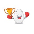 Fantastic Boxing winner of white egg in mascot cartoon design