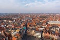 Fantastic Bruges skyline with red tiled roofs and part of Market Square Markt
