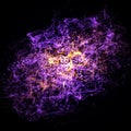 Fantastic burning, exploding star isolated on black background. Print of a abstract cosmic art with modern universe art.