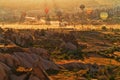 Fantastic Cappadocia landscape with balloons in the morning