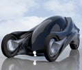 Fantastic car concept of the future electro three wheels. 3D rendering
