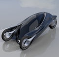 Fantastic car concept of the future electro three wheels. 3D rendering