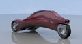 Fantastic car concept of the future electro three wheels 3D rendering Royalty Free Stock Photo