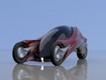Fantastic car concept of the future electro three wheels 3D rendering Royalty Free Stock Photo