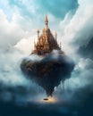 A fantastic castle floating in the air - Magic fantasy design - Generative AI