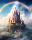 A fantastic castle floating in the air - Magic fantasy design - Generative AI