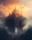 A fantastic castle floating in the air - Magic fantasy design - Generative AI