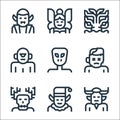 fantastic characters line icons. linear set. quality vector line set such as demon, elf, wendigo, zombie, alien, cyclops, kraken,