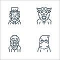 fantastic characters line icons. linear set. quality vector line set such as executioner, bigfoot, minotaur