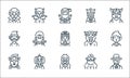 Fantastic characters line icons. linear set. quality vector line set such as faceless, bigfoot, gnome, ogre, jack o lantern,