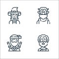 Fantastic characters line icons. linear set. quality vector line set such as guru, ninja, ogre