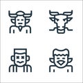 Fantastic characters line icons. linear set. quality vector line set such as kappa, frankenstein, dragon