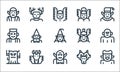 Fantastic characters line icons. linear set. quality vector line set such as kappa, troll, tree, cerberus, pegasus, frankenstein,