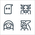 fantastic characters line icons. linear set. quality vector line set such as mermaid, death, minotaur