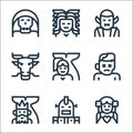 fantastic characters line icons. linear set. quality vector line set such as aphrodite, robot, poseidon, zombie, mermaid, dragon,