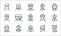 Fantastic characters line icons. linear set. quality vector line set such as mummy, clown, elf, reaper, princess, zombie, ogre,