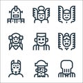 Fantastic characters line icons. linear set. quality vector line set such as slenderman, pirate, kitsune, harpy, frankenstein,