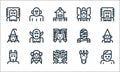 Fantastic characters line icons. linear set. quality vector line set such as zombie, kraken, kitsune, unicorn, aphrodite, witch,