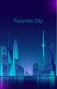 Fantastic city in the style of cyberpunk. Night city of the future.