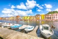 Fantastic cityscape of Bosa town on Temo river