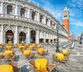 Fantastic cityscape of Venice with San Marco square with Campanile and Biblioteca Nazionale Marciana Royalty Free Stock Photo