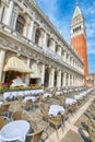 Fantastic cityscape of Venice with San Marco square with Campanile and Biblioteca Nazionale Marciana Royalty Free Stock Photo