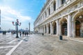 Fantastic cityscape of Venice with San Marco square with Column of San Teodoro and Biblioteca Nazionale Marciana