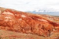 Fantastic clay castles in the sandy desert of the red canyon Royalty Free Stock Photo