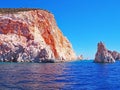 The cliffs and rock formations of Polyaigos, an island of the Greek Cyclades Royalty Free Stock Photo