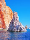 The cliffs and rock formations of Polyaigos, an island of the Greek Cyclades Royalty Free Stock Photo