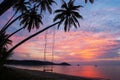 Fantastic clouds and sunset sky over the tropical island