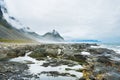 Fantastic coast of the Atlantic ocean with volcanic stones and m