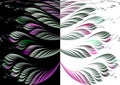 Fantastic colorful plant with symmetrical branches on white and black backgrounds. Two abstract fractal backgrounds in one. 3d Royalty Free Stock Photo