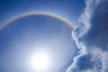 Fantastic corona ring of sun beautiful sun halo with circular r