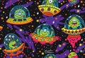 Fantastic creatures monsters seamless pattern