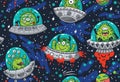 Fantastic creatures monsters seamless pattern