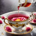 Fantastic cup of tea with liquid splash, 3d rendering Royalty Free Stock Photo