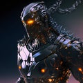 fantastic cyborg ninja in futuristic hight-tech armor, closeup portrait, neural network generated art