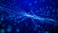 Fantastic Dark Blue Abstract Space View With Dust Dotted Particles