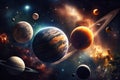 Fantastic diagram of the solar system with the sun and planets in space Royalty Free Stock Photo