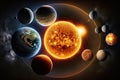 fantastic diagram of the solar system with the sun and planets in space Royalty Free Stock Photo