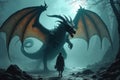 Fantastic Dragon Undead Revenant in a Grim Gothic Setting Royalty Free Stock Photo