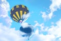 Fantastic dreams. Hot air balloons in blue sky with clouds Royalty Free Stock Photo