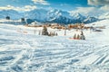 Fantastic easy ski slope in French Alps, Alpe d Huez Royalty Free Stock Photo