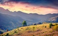 Fantastic evening view of Carpathian mountains. Royalty Free Stock Photo